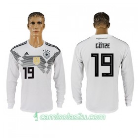 Camisolas de Futebol Alemanha Gotze 19 Equipamento Principal Copa do Mundo 2018 Manga Comprida